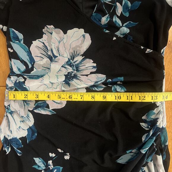 Vintage Charlotte Russe Y2K Floral Wrap Mini Dress M Black Whimsigoth 90’s - Picture 5 of 10